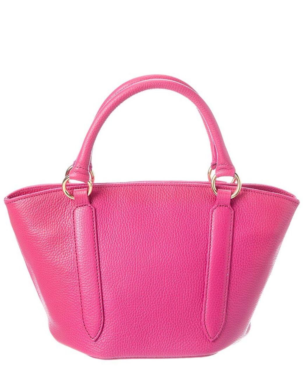 Italian Leather Pink Top Handle Tote