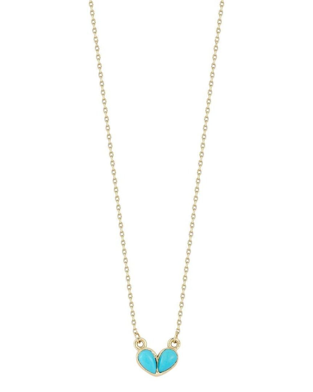 Ember Fine Jewelry White 14k Turquiose Heart Necklace