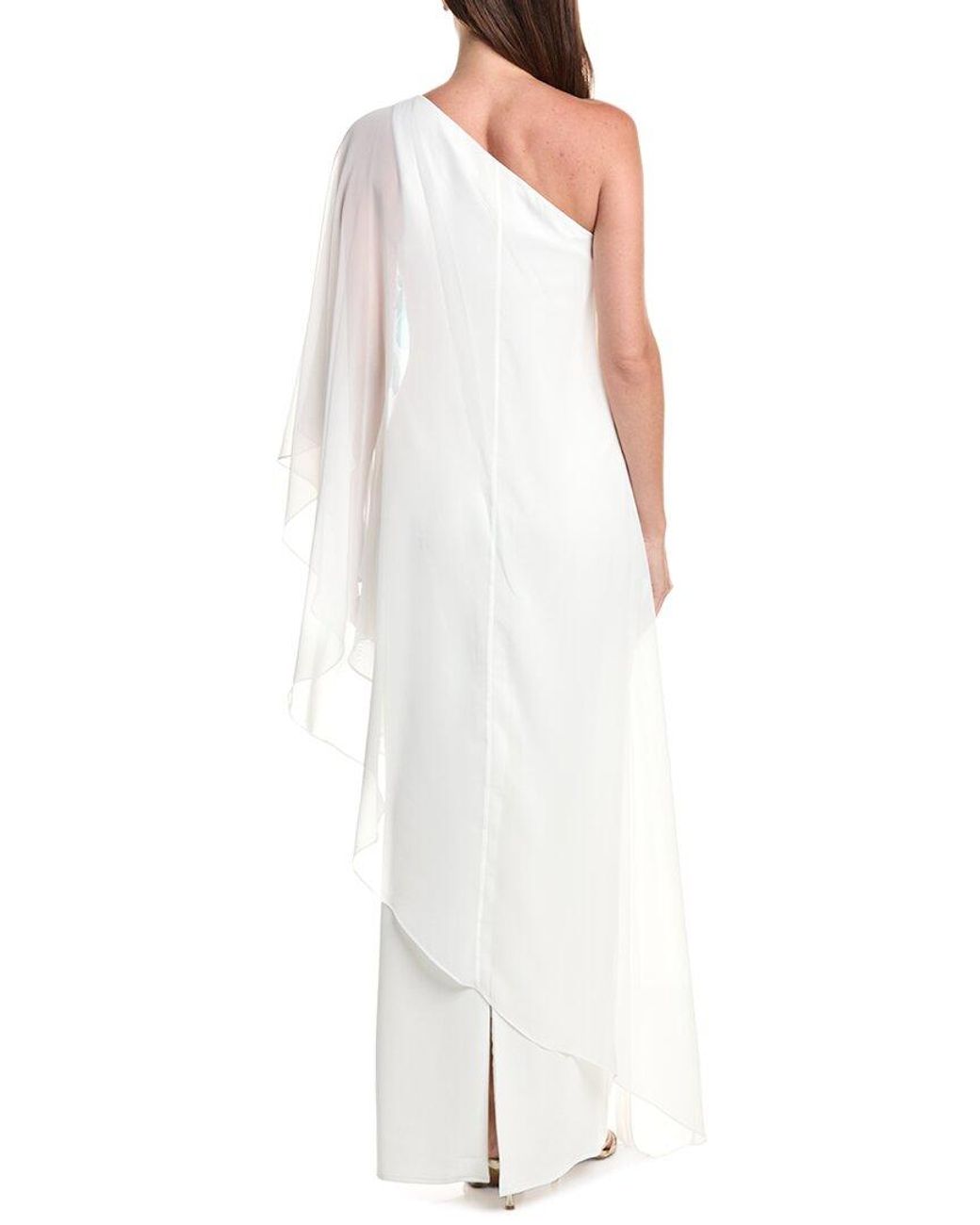 Teri Jon Blue Chiffon Crepe Gown