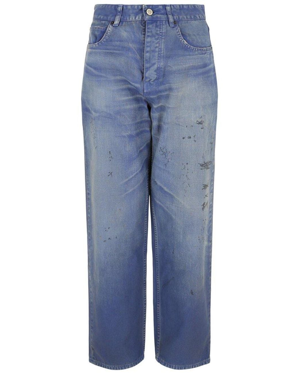 Balenciaga Blue Loose Fit Distressed Jeans