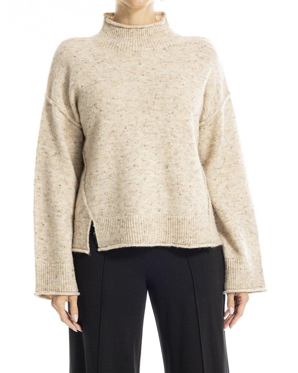 Max Studio White Mock Neck Sweater