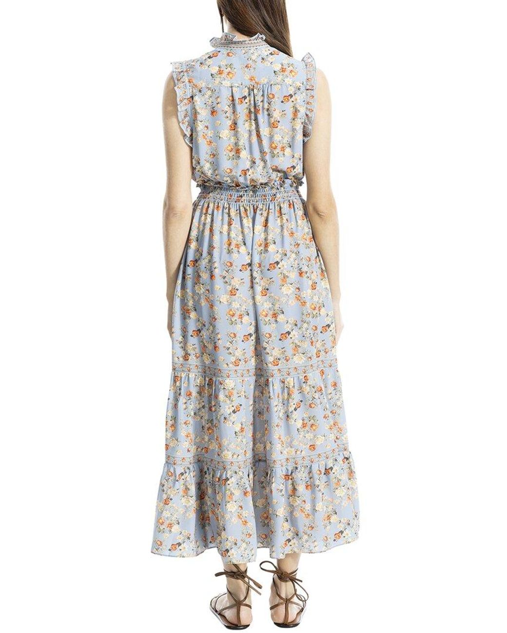 Max Studio White Smocked Waist Tiered Maxi Dress