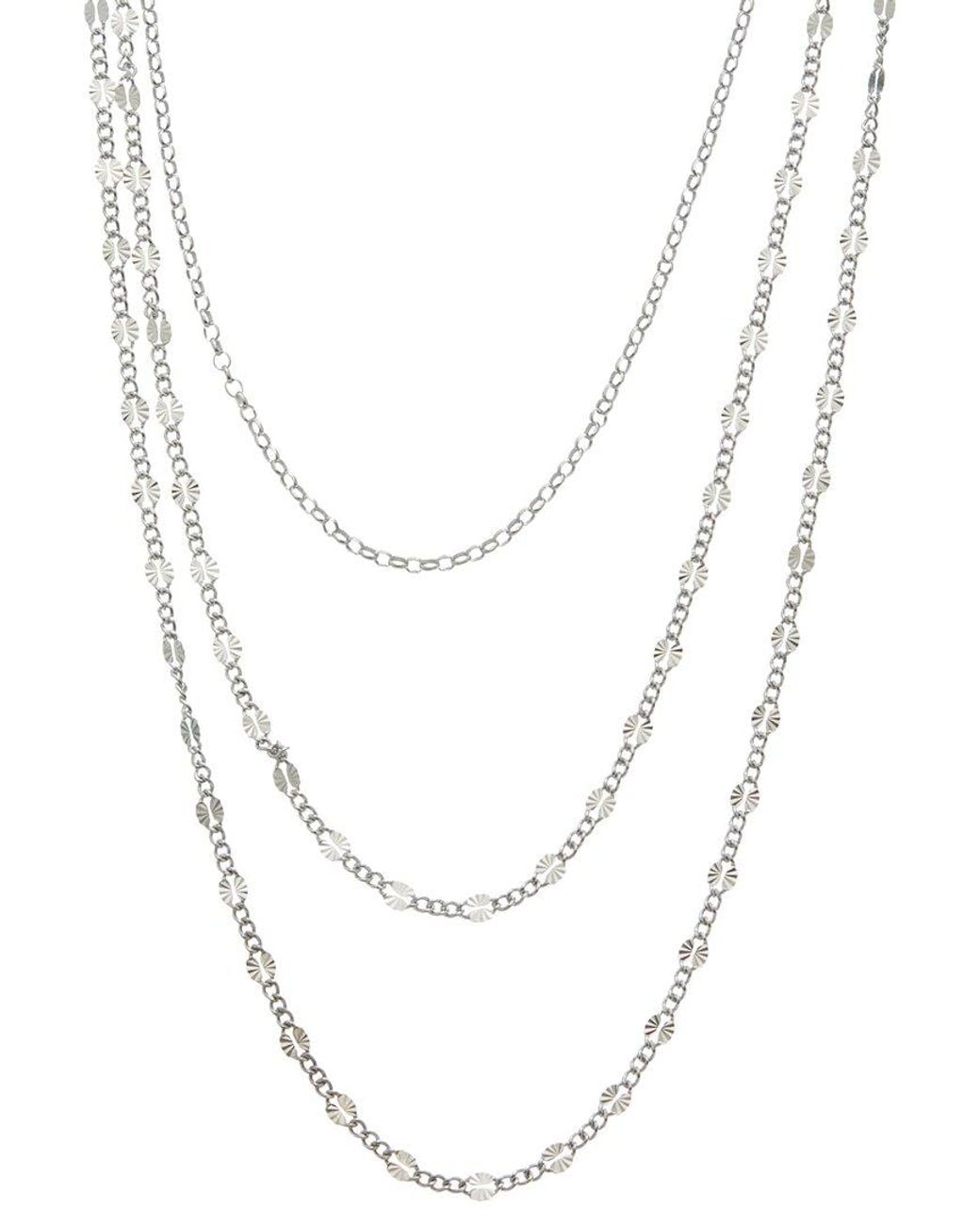 Italian Gold Over Silver White 18K Plated Multi Strand Necklace