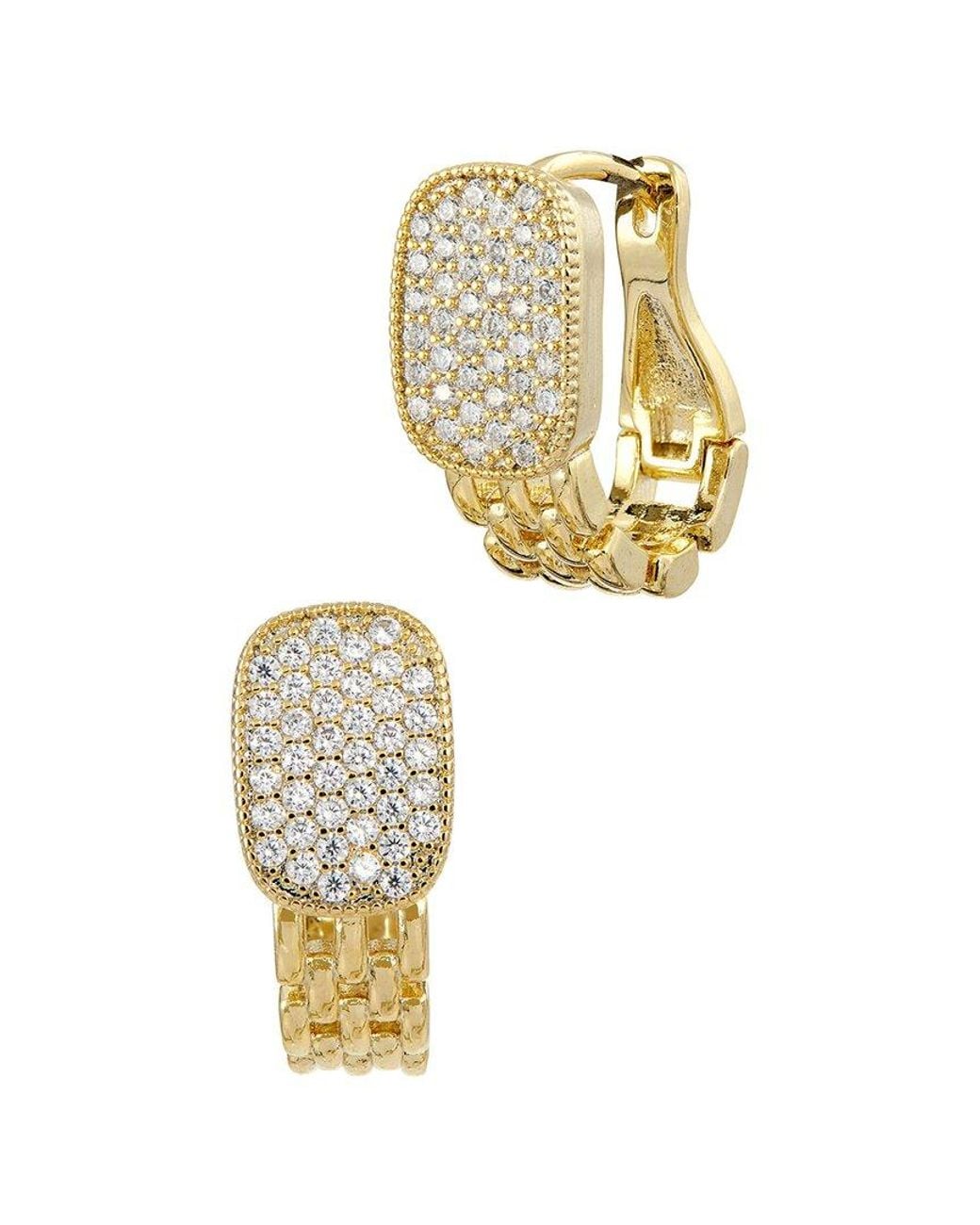 Savvy Cie White 18K Plated Cz Hoops