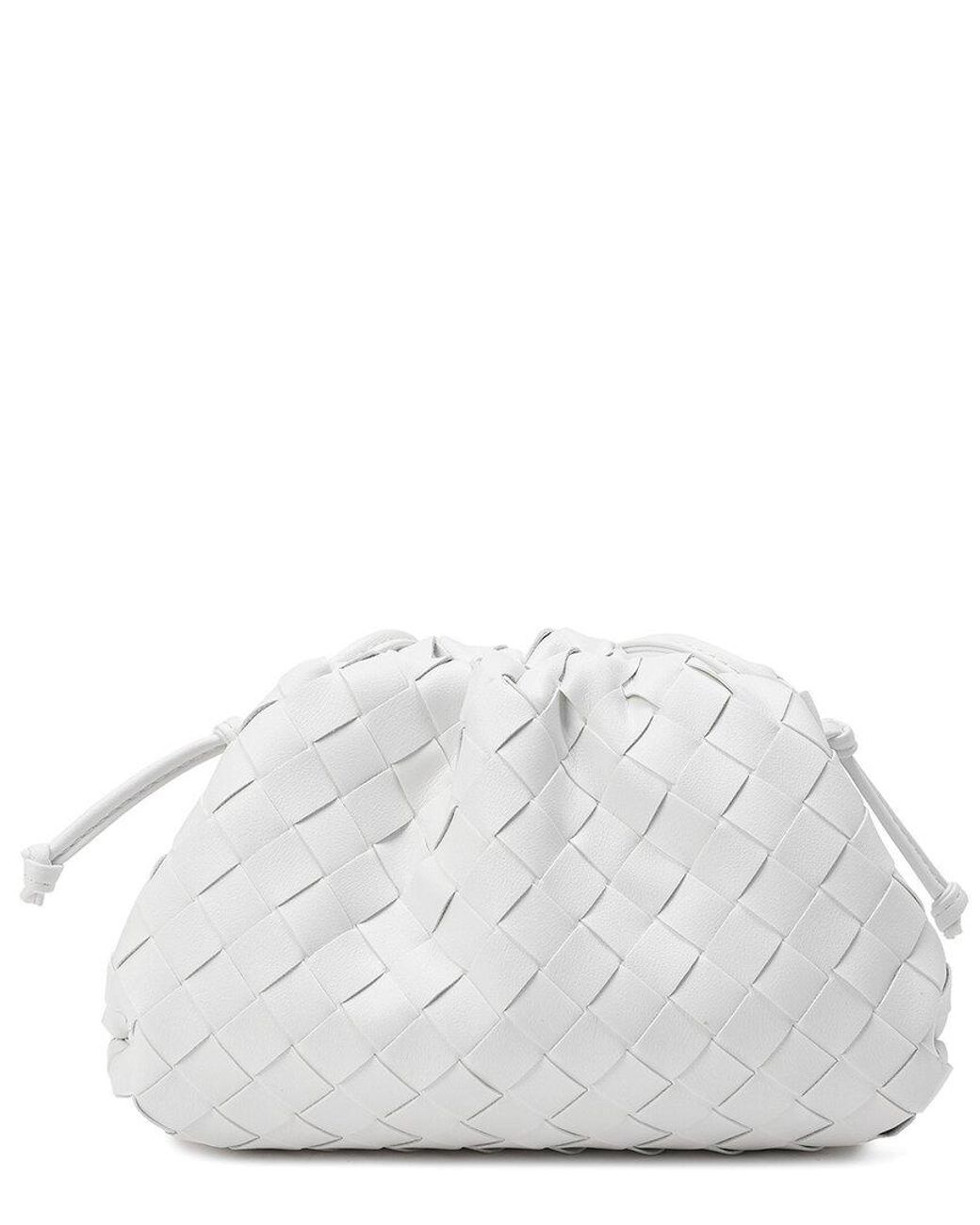 Tiffany & Fred Paris White Woven Leather Pouch Shoulder Bag