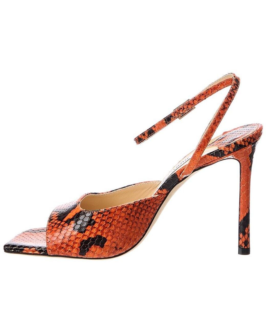 Jimmy Choo Pink Zula 100 Snake-Embossed Leather Sandal
