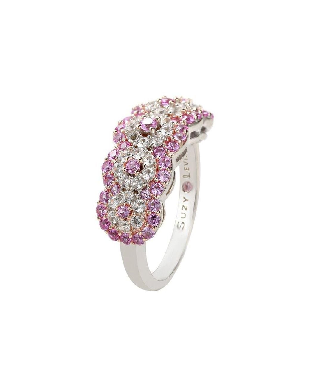 Suzy Levian Pink 0.02 Ct. Tw. Diamond & Sapphire Half-Eternity Ring