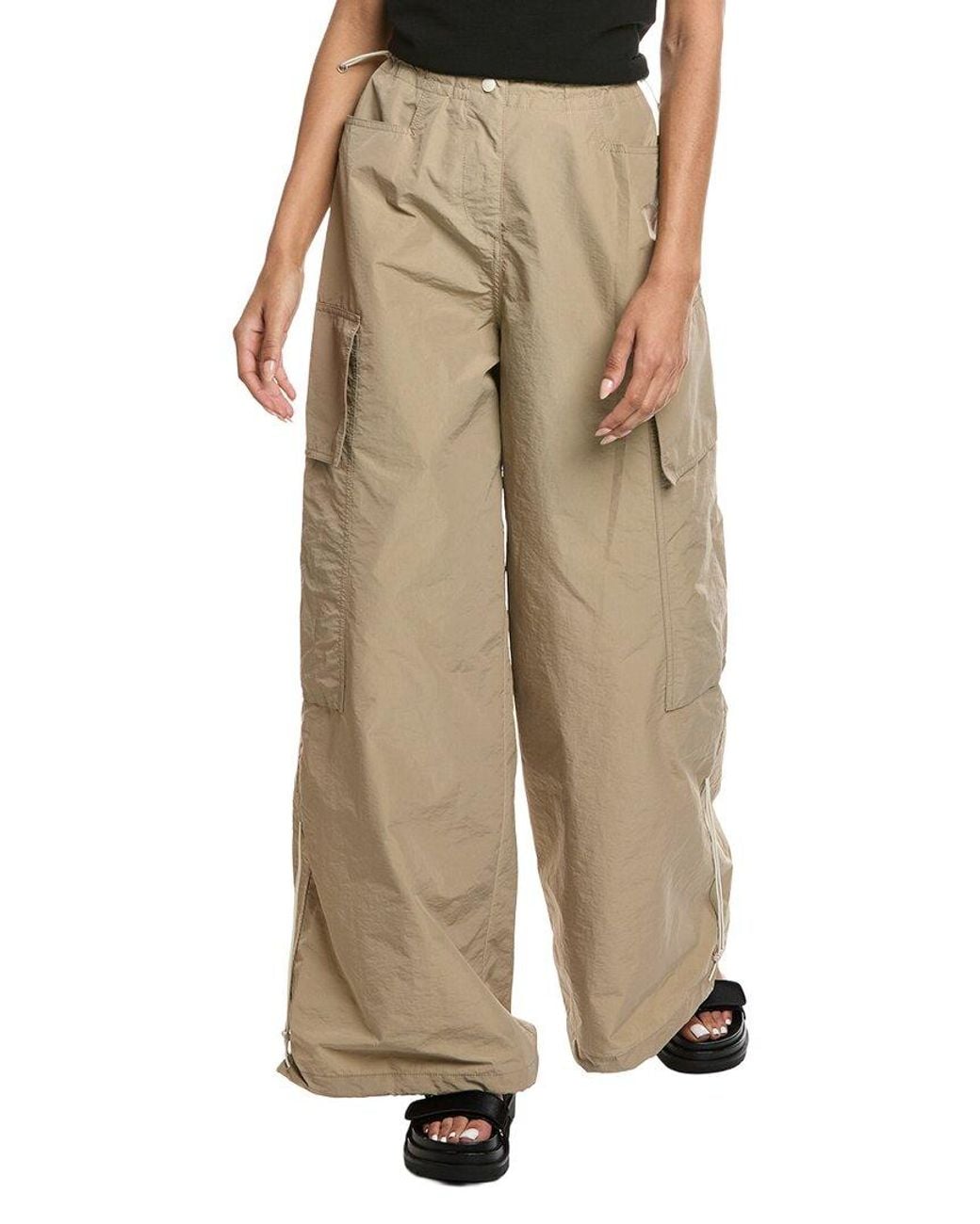 Palm Angels Natural Wide Leg Cargo Pant