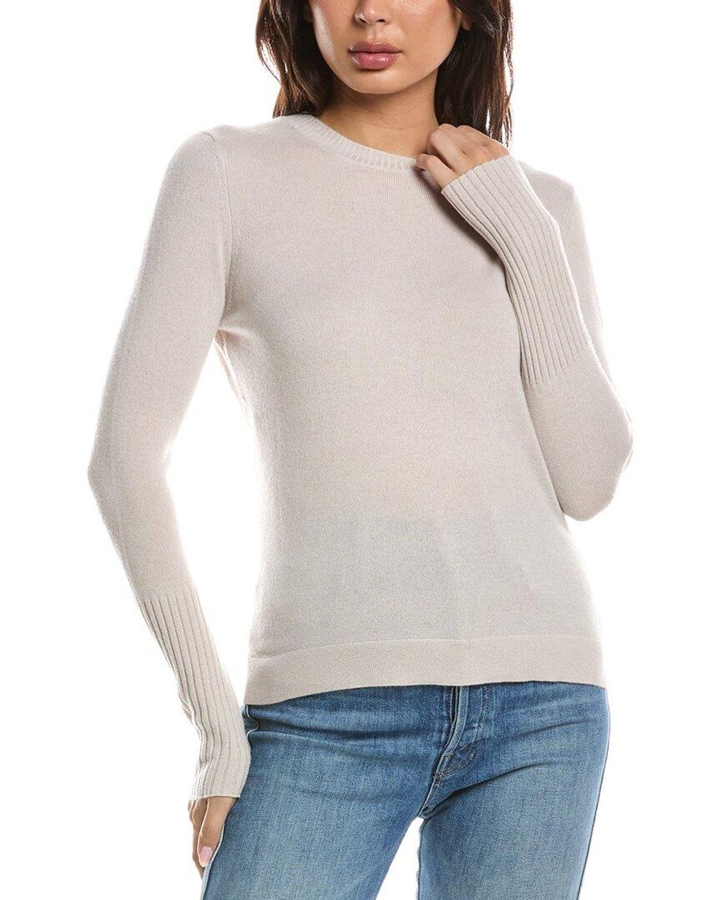 Forte White Crewneck 100% Cashmere Sweater