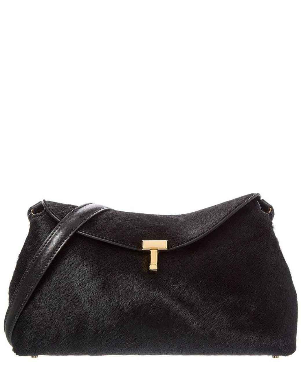 Totême Black T Lock Haircalf Shoulder Bag