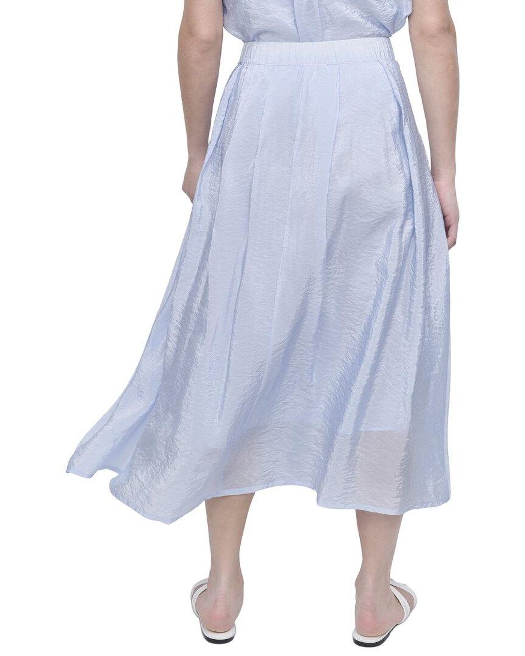 DKNY Blue Tech Poplin Zip Front Skirt