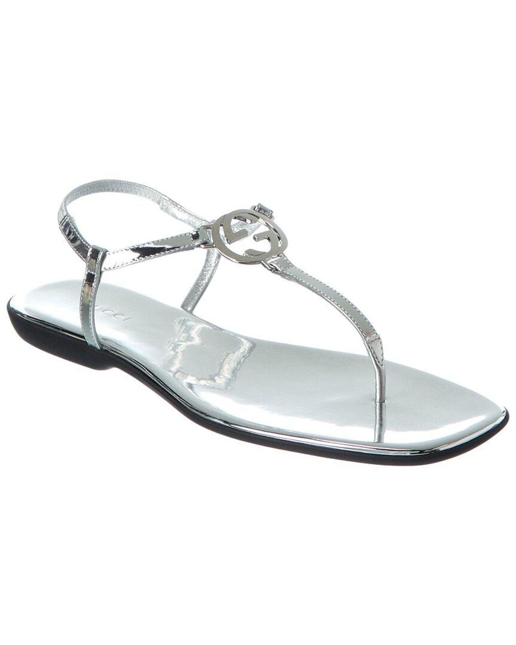 Gucci White Leather Sandal