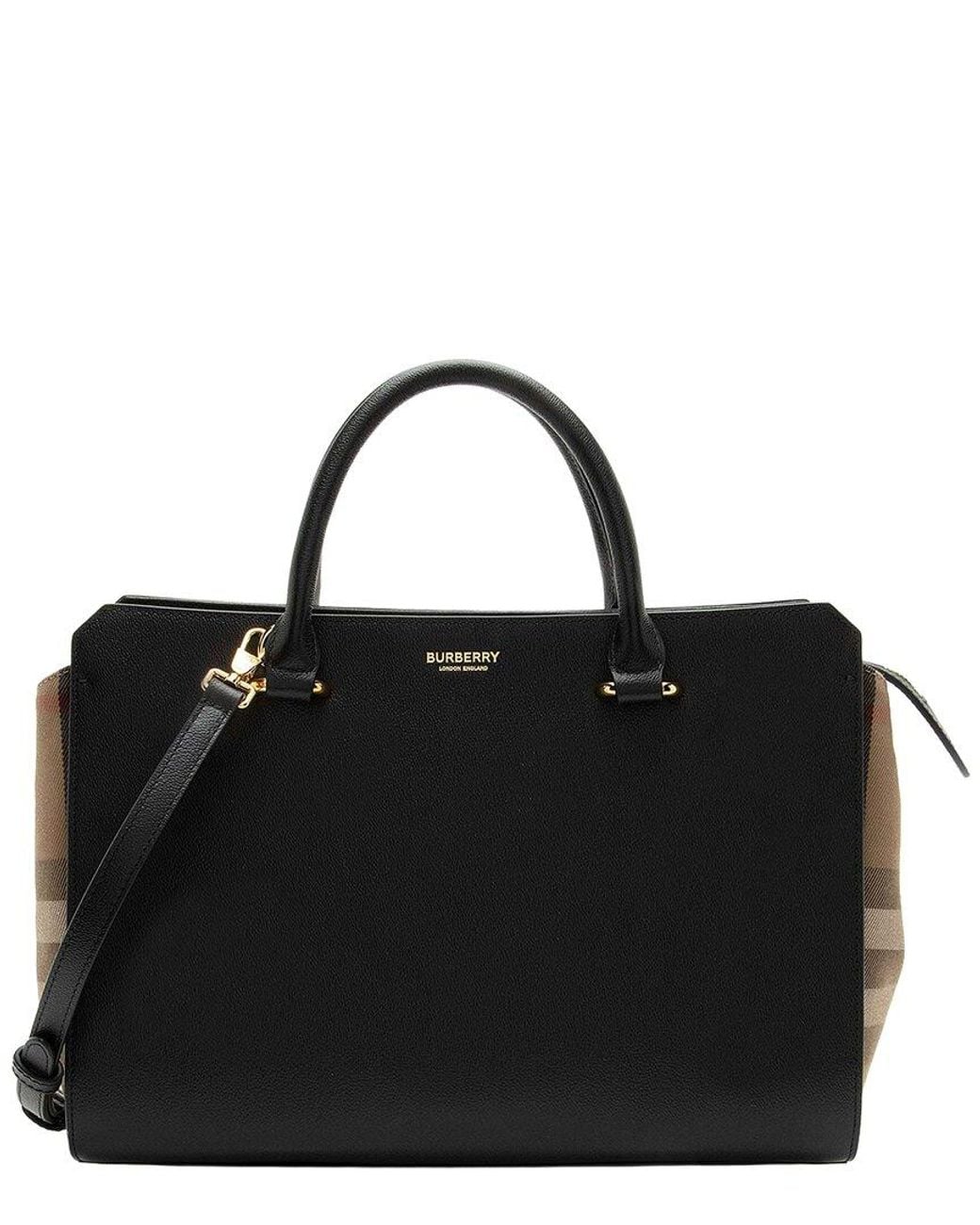 Burberry Black Leather Nova Check Banwell Tote (authentic Pre-loved)