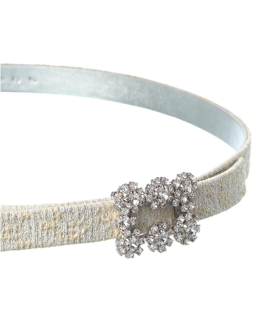 Roger Vivier White Buckle Tweed Belt