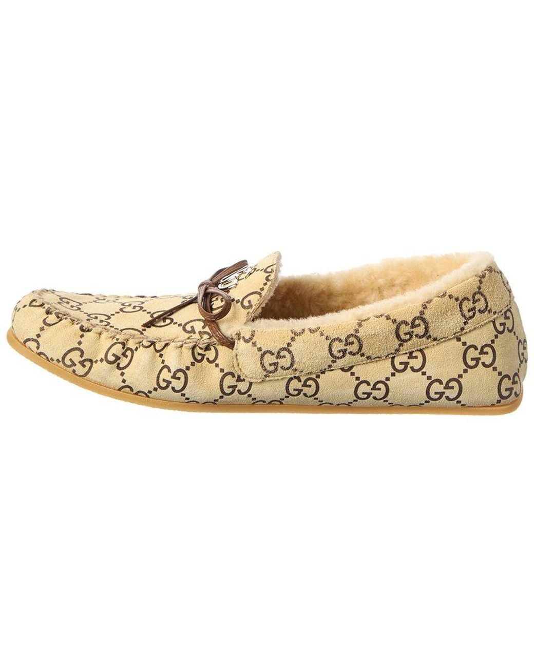 Gucci Natural Driver Wool & Leather Loafer