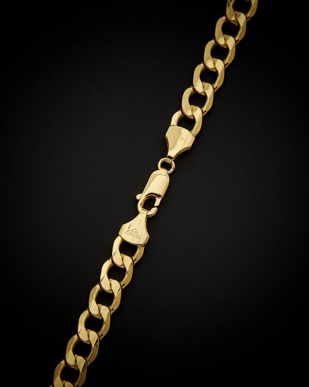 Italian Gold Black 14k Air Solid Curb Link Necklace