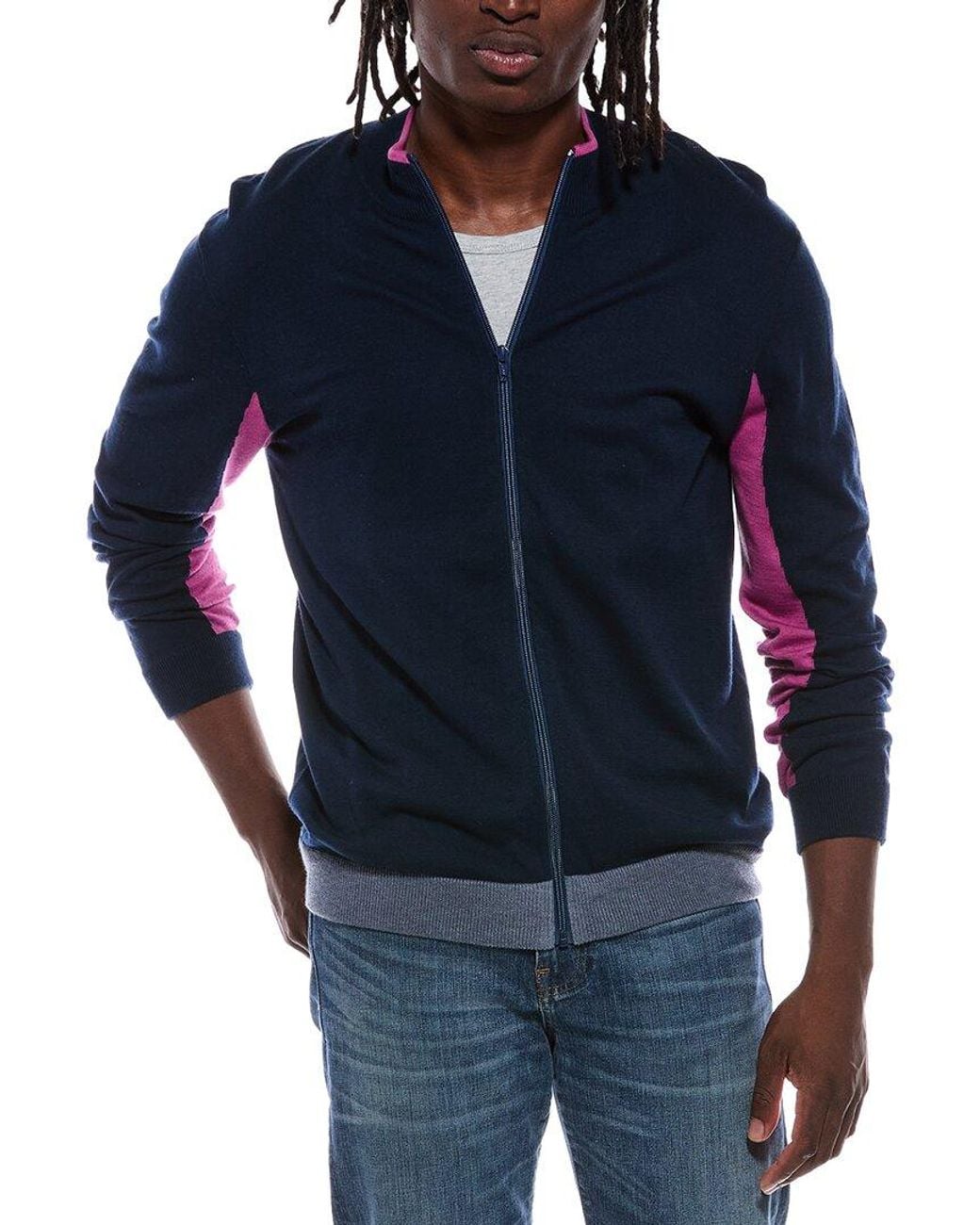 Autumn Cashmere Blue Sleeve Stripe Cashmere-Blend Jacket for men