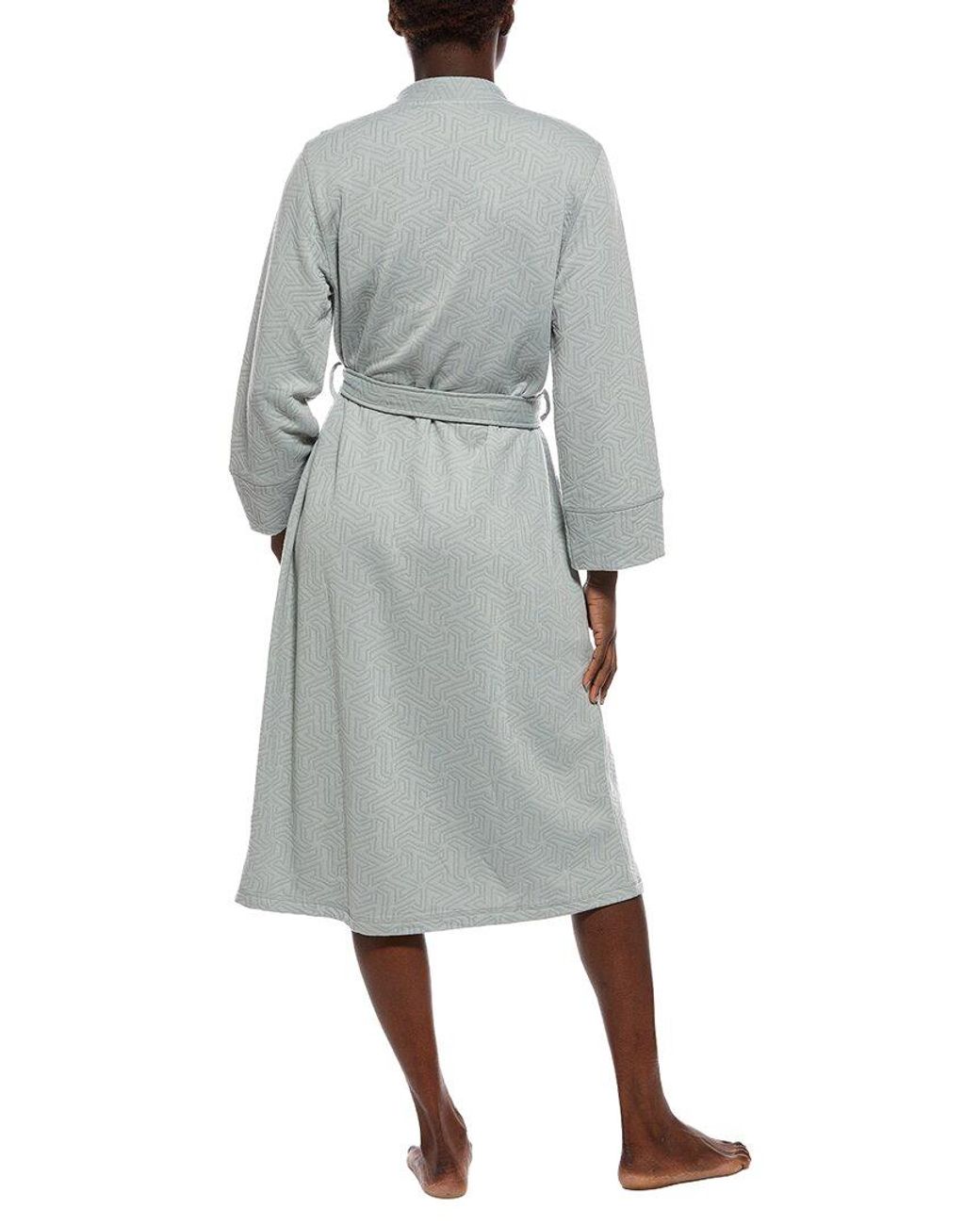 Natori Gray Quilted Geo Knit Jacquard Robe