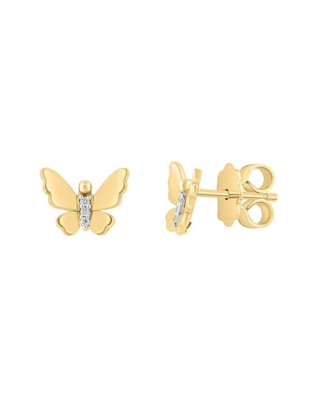 Effy Fine Jewelry Metallic 14K 0.03 Ct. Tw. Diamond Earrings