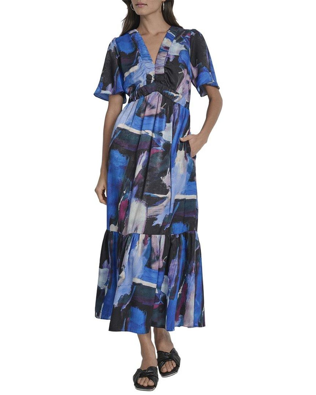 DKNY Blue V-Neck Maxi Dress