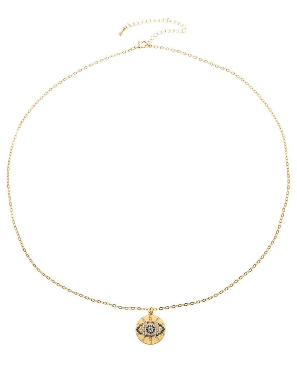 Eye Candy LA Natural Luxe Collection Ashton Evil Eye Sterling Silver Chain Necklace With Brass Pendant