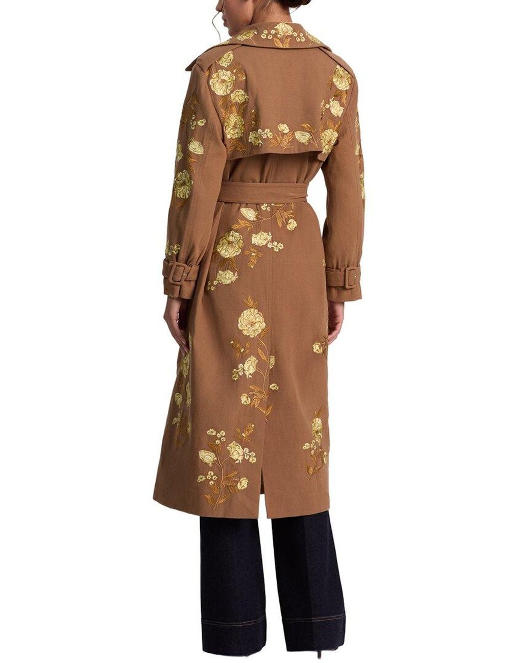 Alice + Olivia Brown Nevada Embr Trench Coat