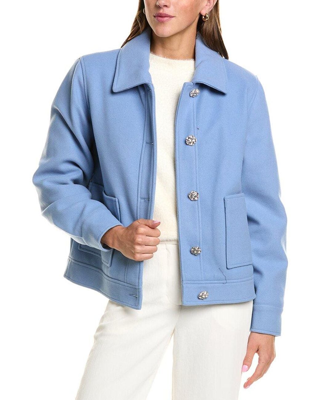 Cece Blue Jewel Buttons Short Jacket