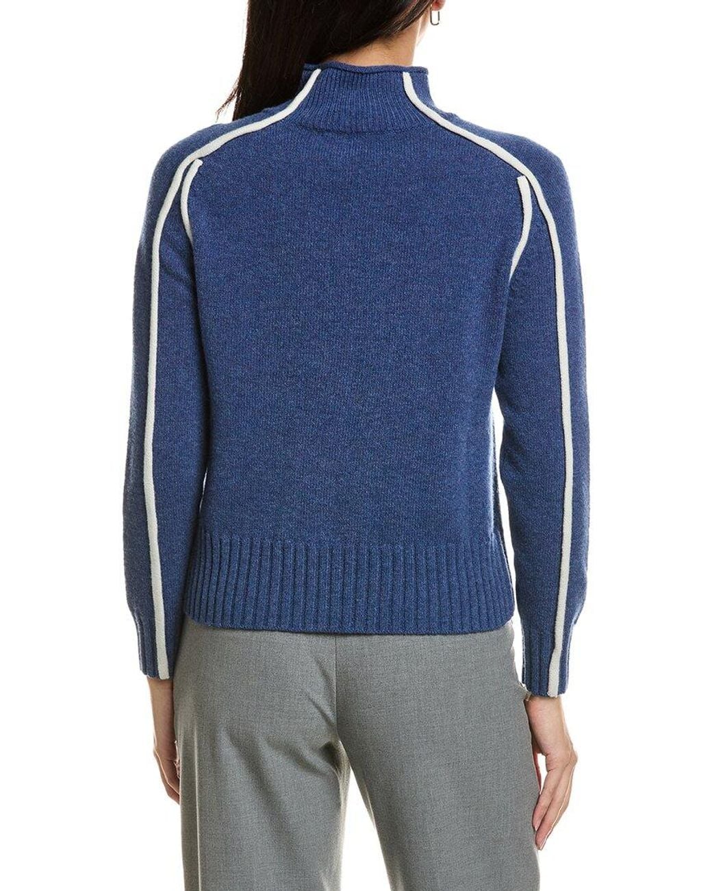 Hannah Rose Merino Wool Funnel Neck Sweater in Blue | Lyst