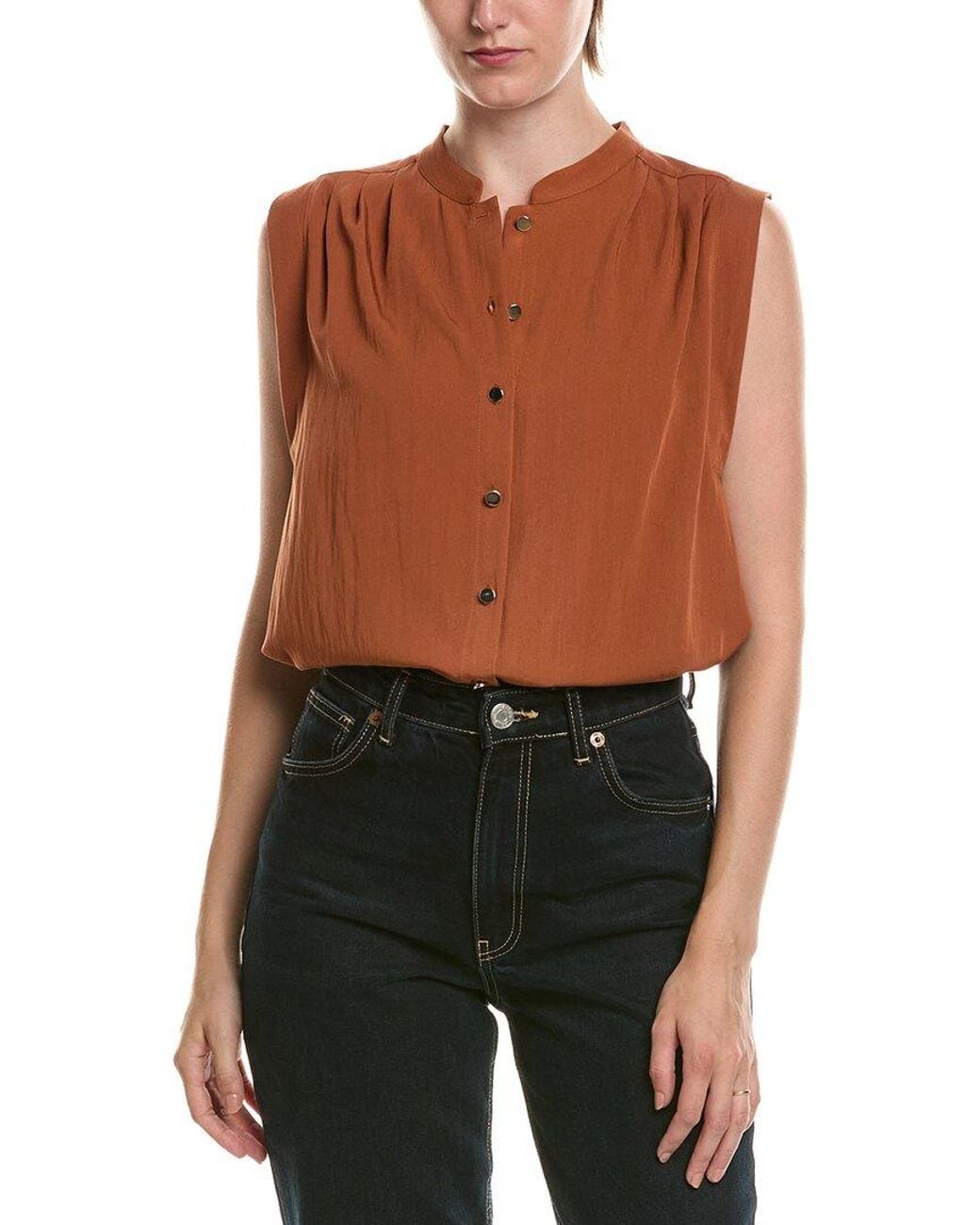 Anne Klein Black Petite Button Front Shirt