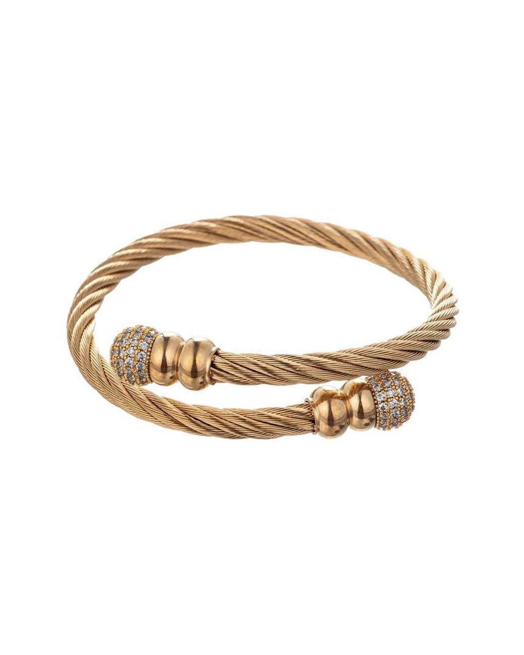 Eye Candy LA Metallic Titanium Cz Henry Wire Cuff Bracelet