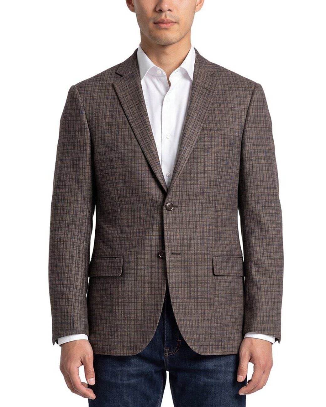 Corneliani Brown Cc Collection Linen & Wool-Blend Blazer for men
