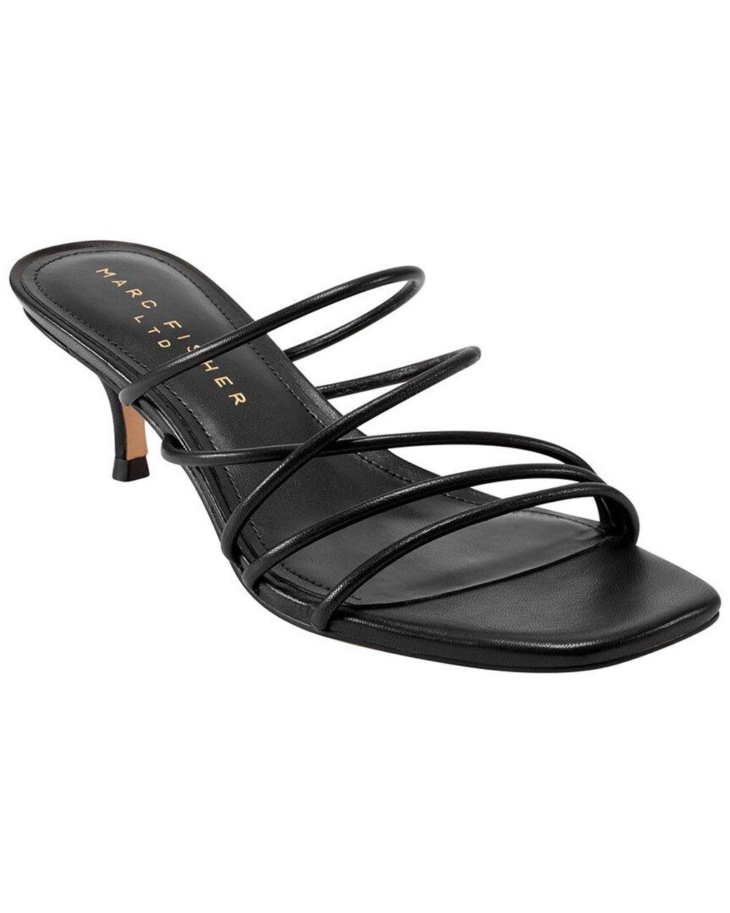 Marc Fisher Black Banna Leather Sandal