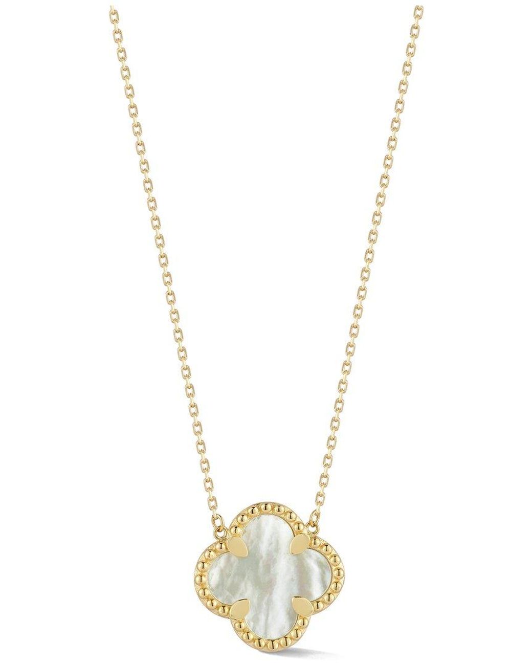 Ember Fine Jewelry Metallic 14K Mother Of Pearl Clover Necklace