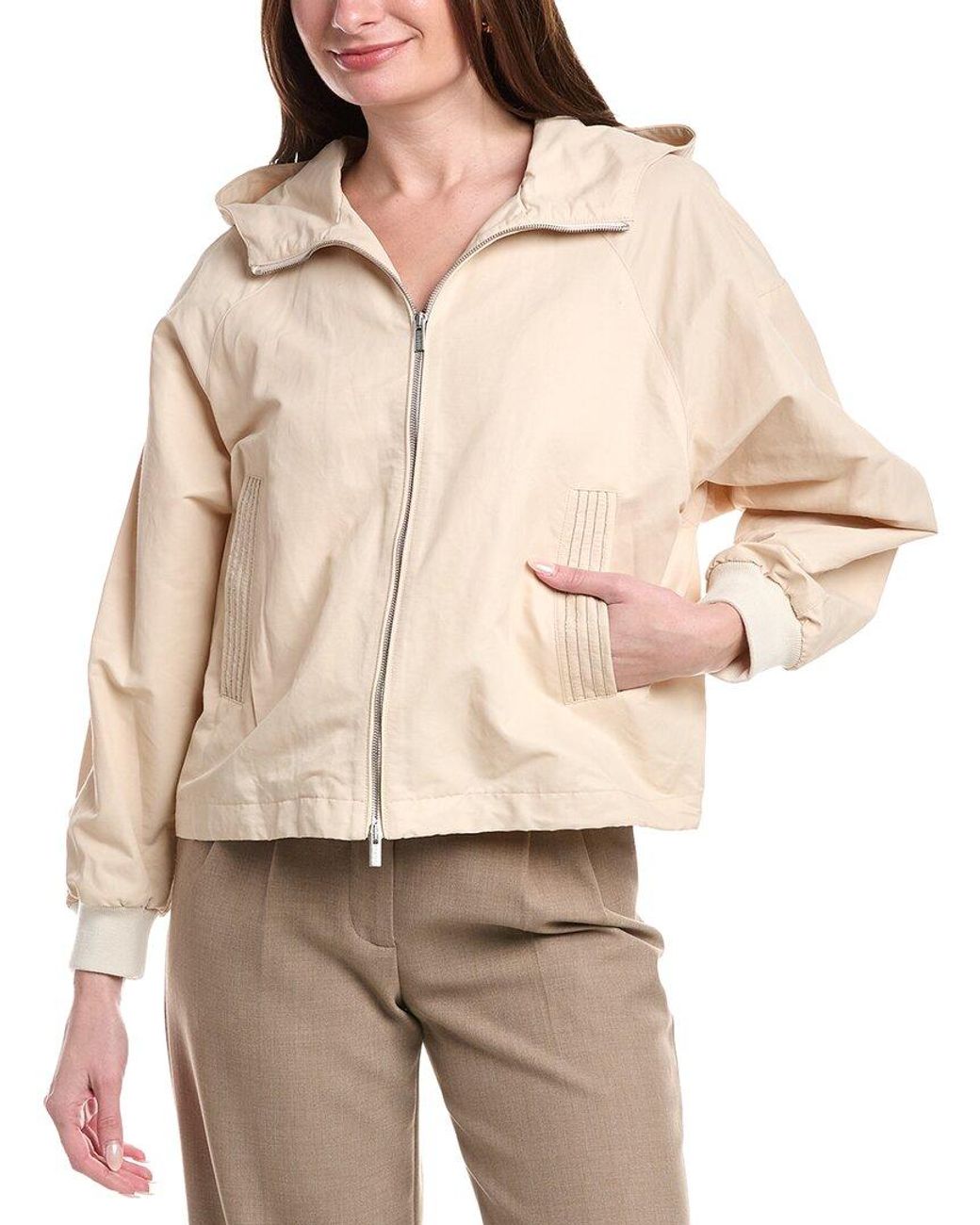 Peserico Natural Linen-Blend Bomber Jacket