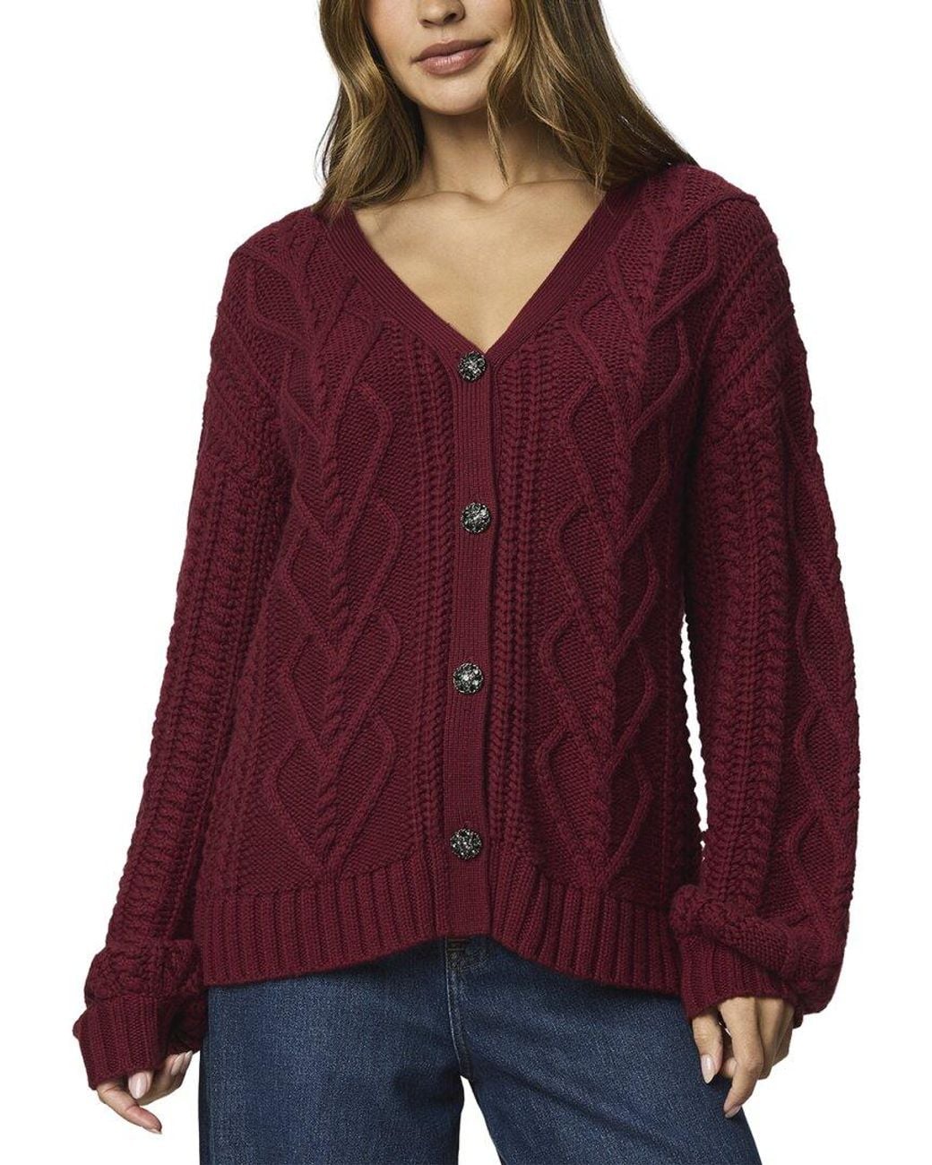 Splendid Purple Harlow Hearts Wool-blend Cardigan