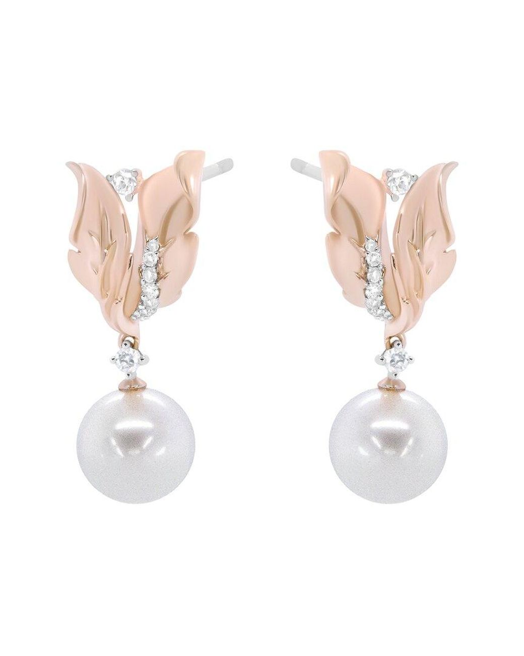 Haus of Brilliance White 14K Rose Diamond & 8Mm Pearl Drop Earring