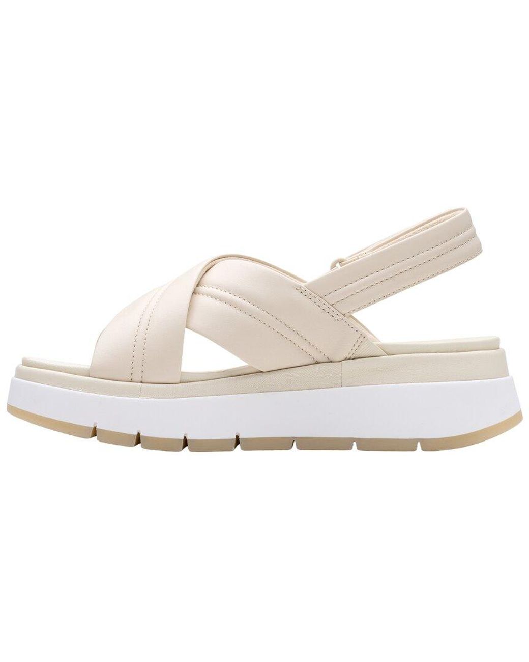 Clarks White Tuscan Cross Leather Sandal