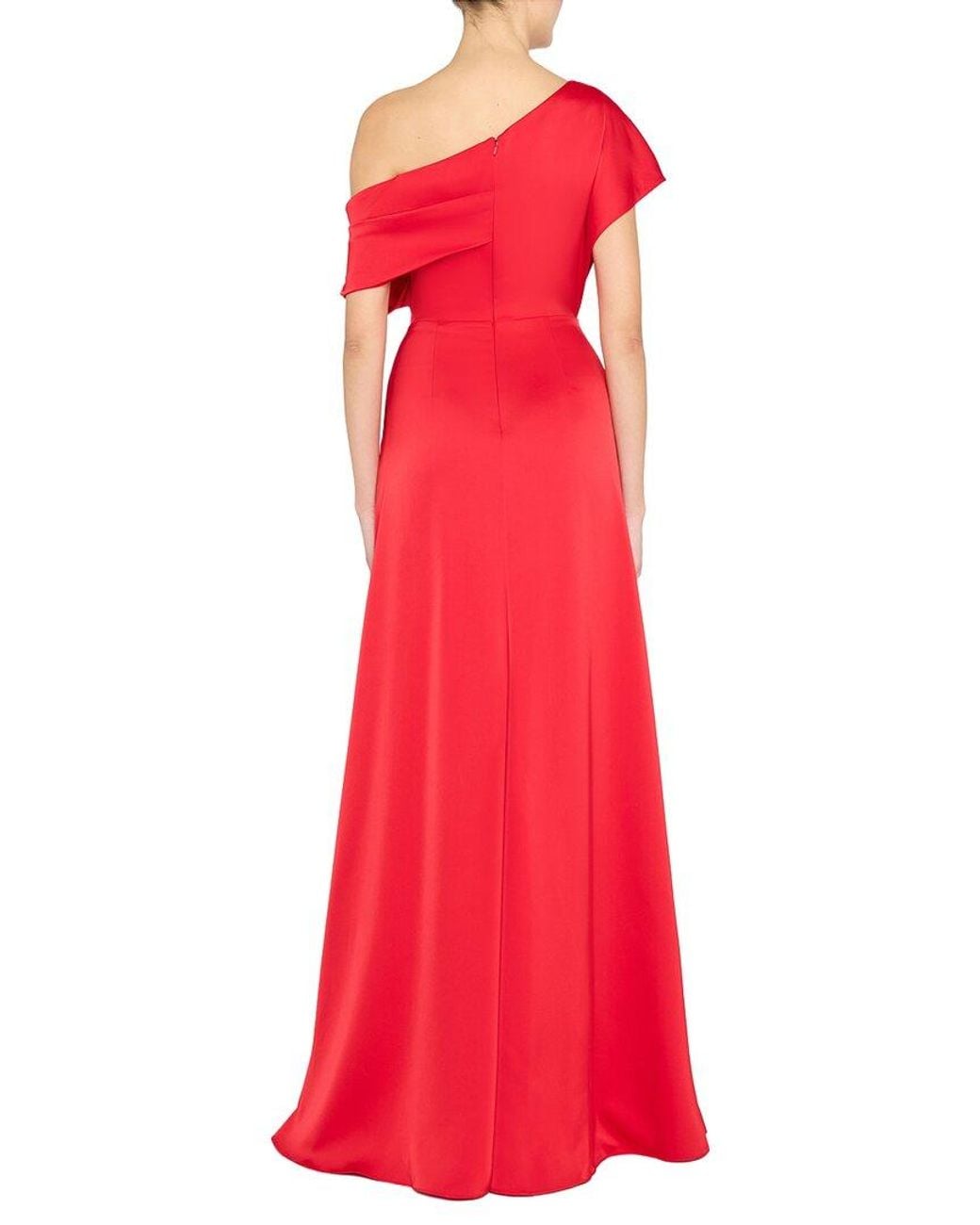 THEIA Red Kacey Asymmetrical Gown
