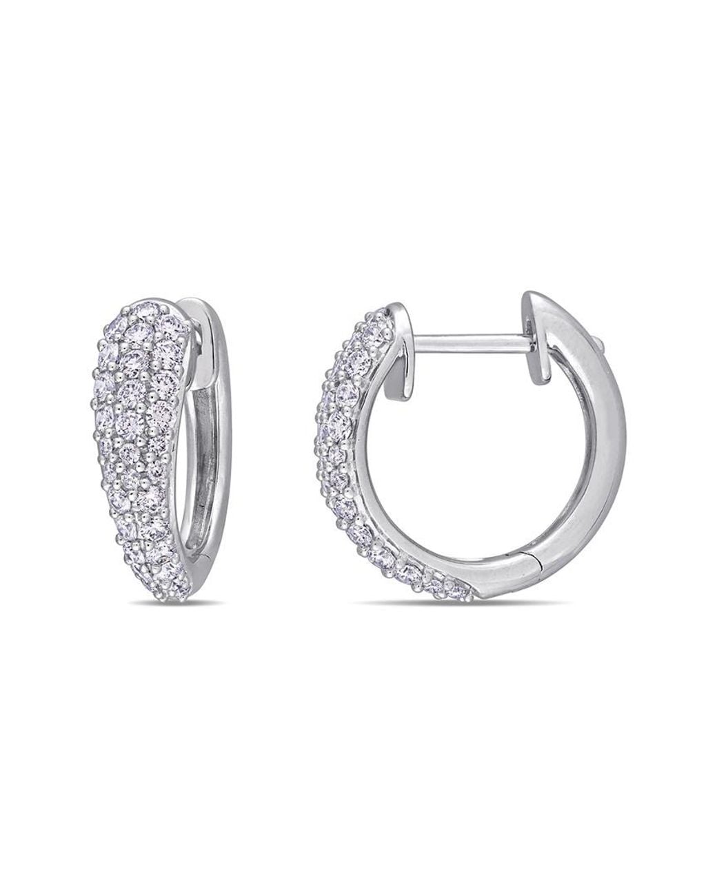 Rina Limor Metallic 14K 1.00 Ct. Tw. Diamond Cluster Clip-On Hoops