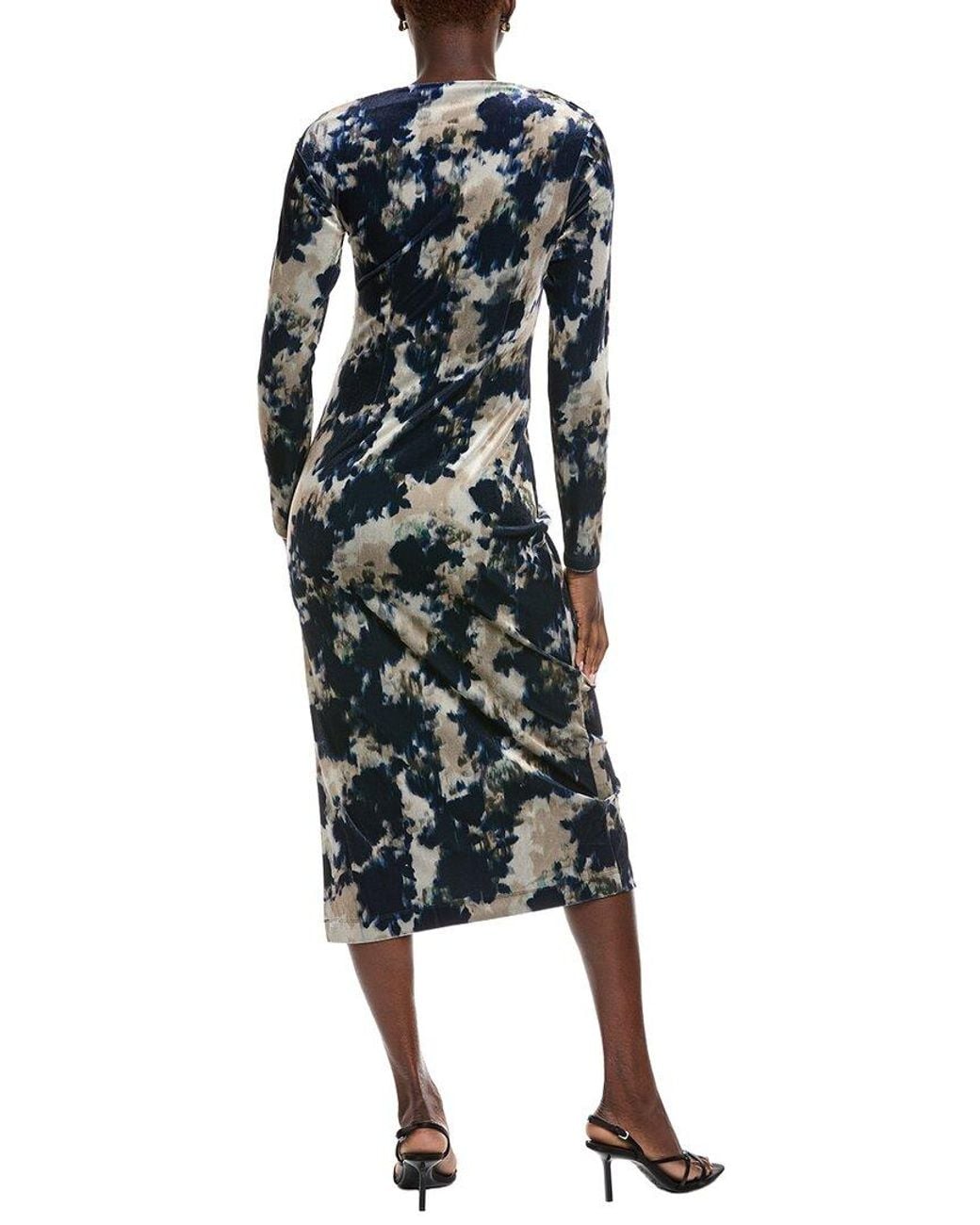 Reiss Blue Briana Velvet Printed Dress