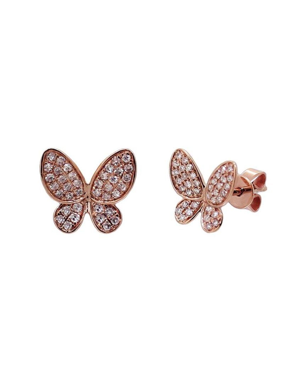 Sabrina Designs Pink 14K Rose 0.20 Ct. Tw. Diamond Butterfly Earrings