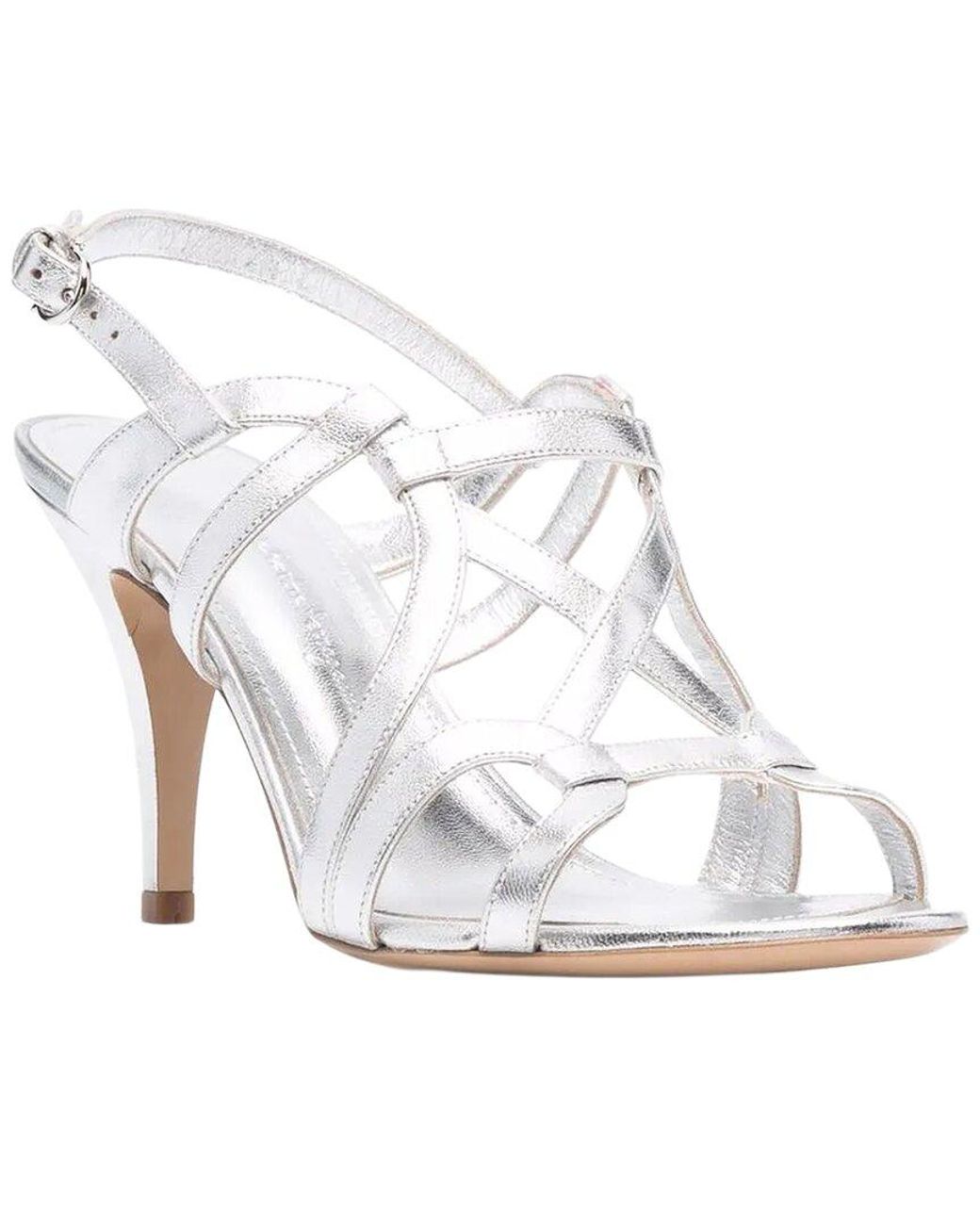 Ferragamo White 85Mm Gal Leather Sandal