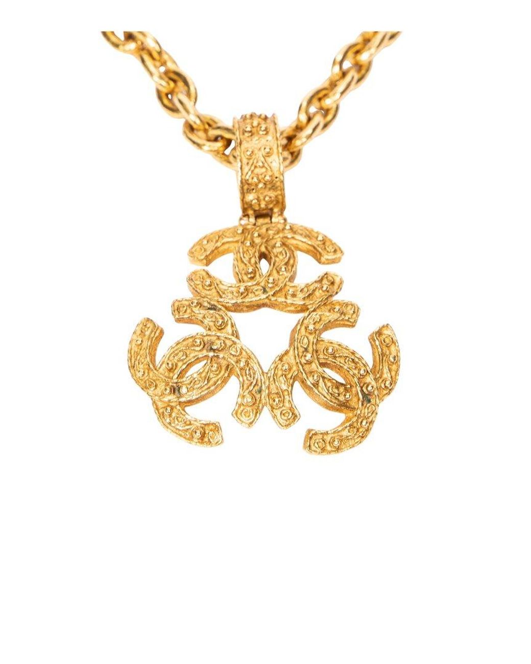 Chanel Metallic Triple Cc Pendant Necklace (Authentic Pre-Loved)