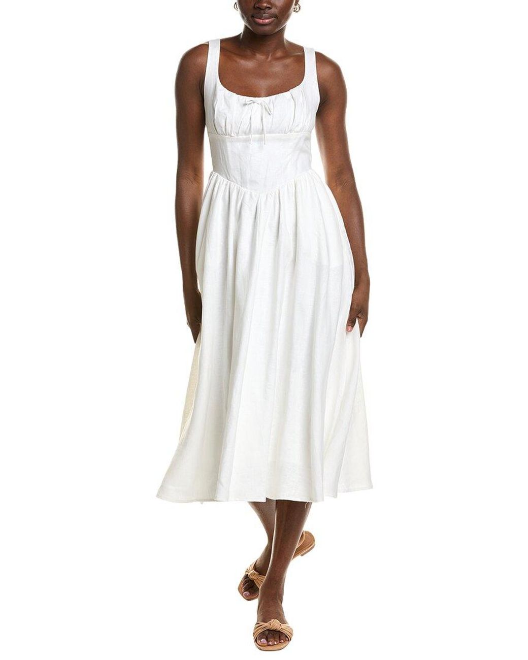 JLuxe White Linen Maxi Dress