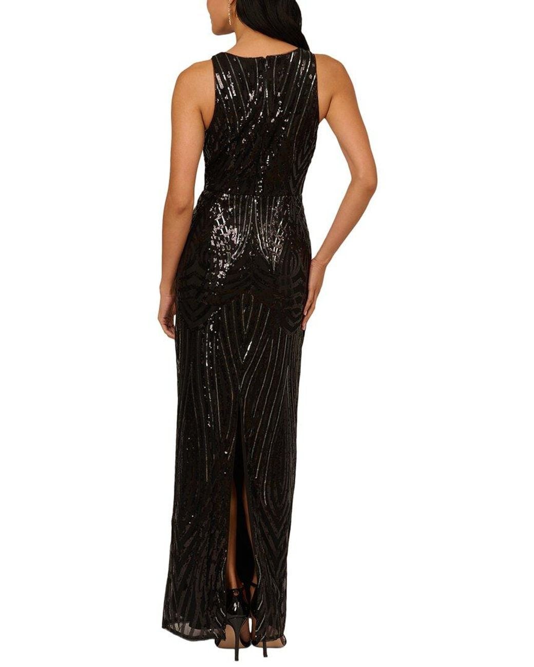 Adrianna Papell Black Sleeveless Embellished Maxi Dress