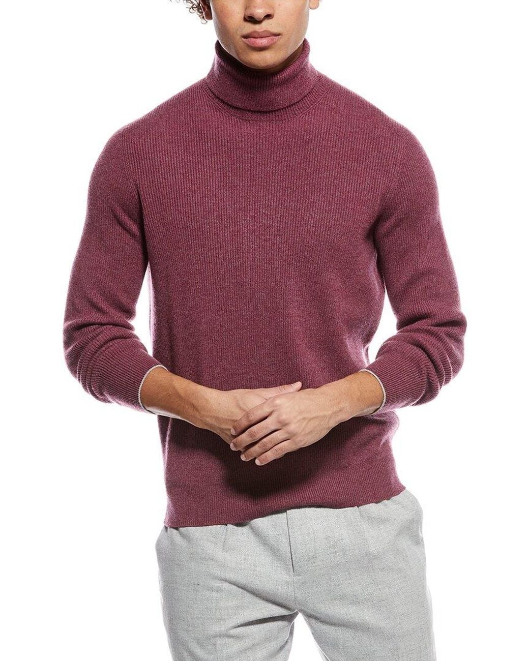 Brunello Cucinelli Red 100% Cashmere Turtleneck Sweater for men