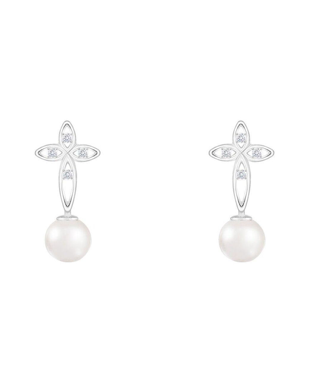 Splendid White 14K 0.04 Ct. Tw. Diamond & 6-6.5Mm Pearl Earrings