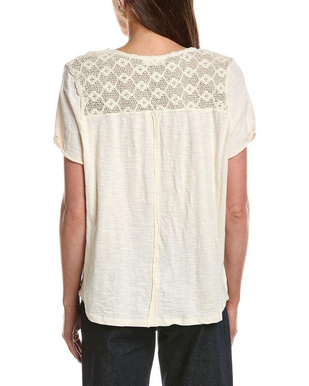 Free People White Heirloom Henley Top