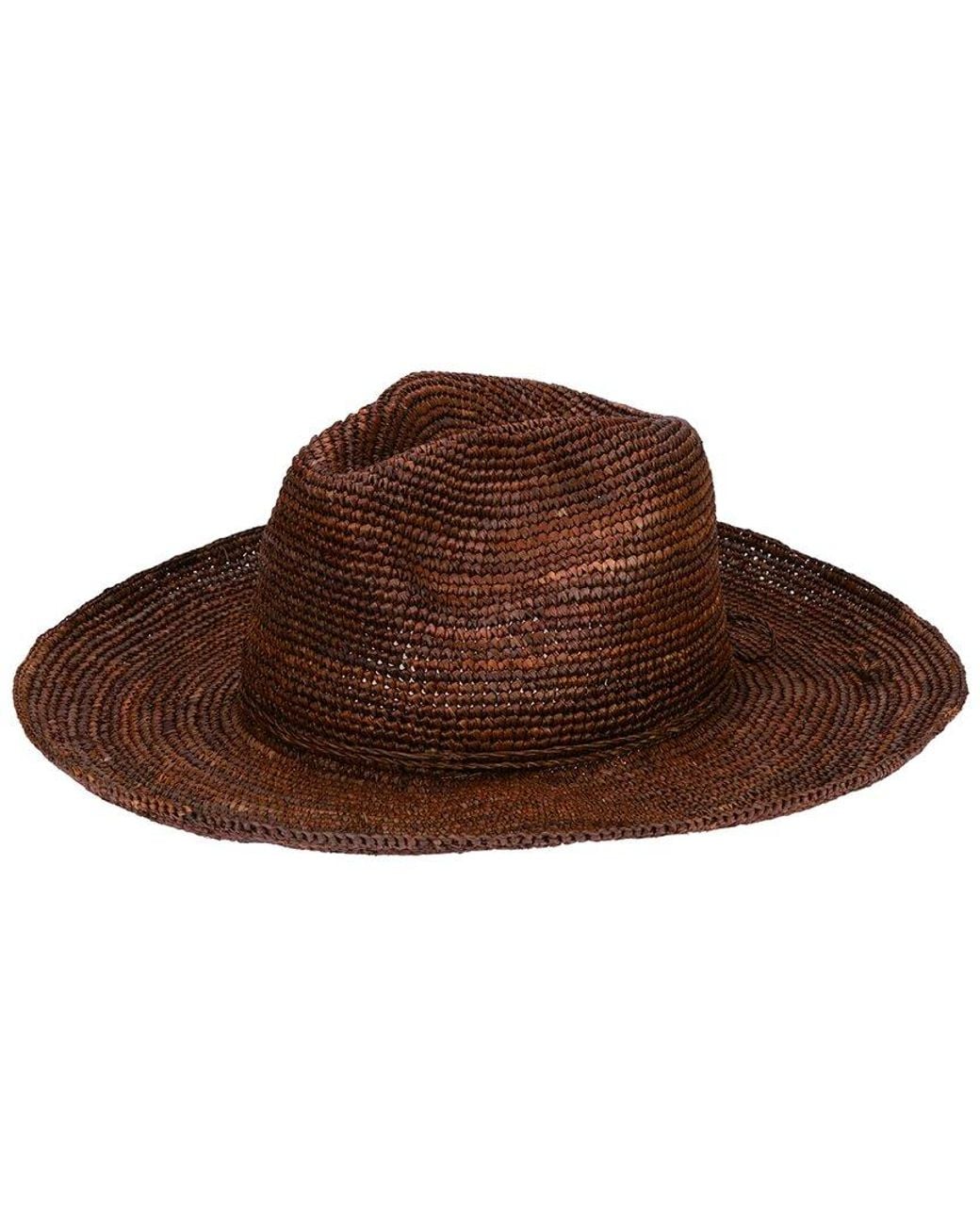 San Diego Hat Brown Marina Crochet Raffia Fedora