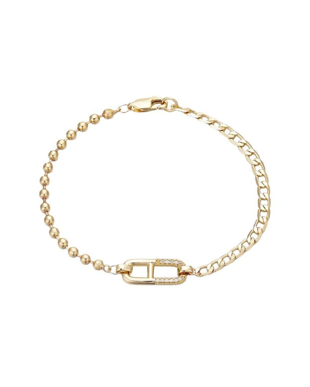 Adornia Metallic 14K Plated Cz Mixed Chain Sideways Pendant Bracelet